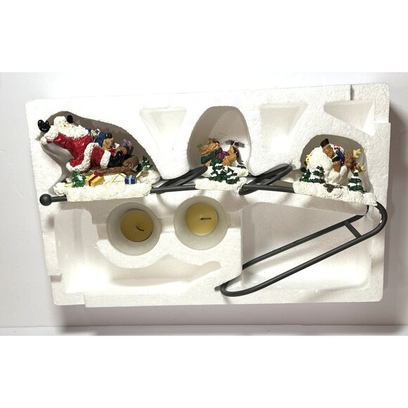 Sledding santa candle holder Traditions 366289 VTG Metal Christmas Deco Figurine - Picture 13 of 14